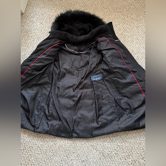 Tommy Hilfiger Quilted Hooded Faux Fur Long Parka Puffer Jacket Size Large - Picture 9 of 15